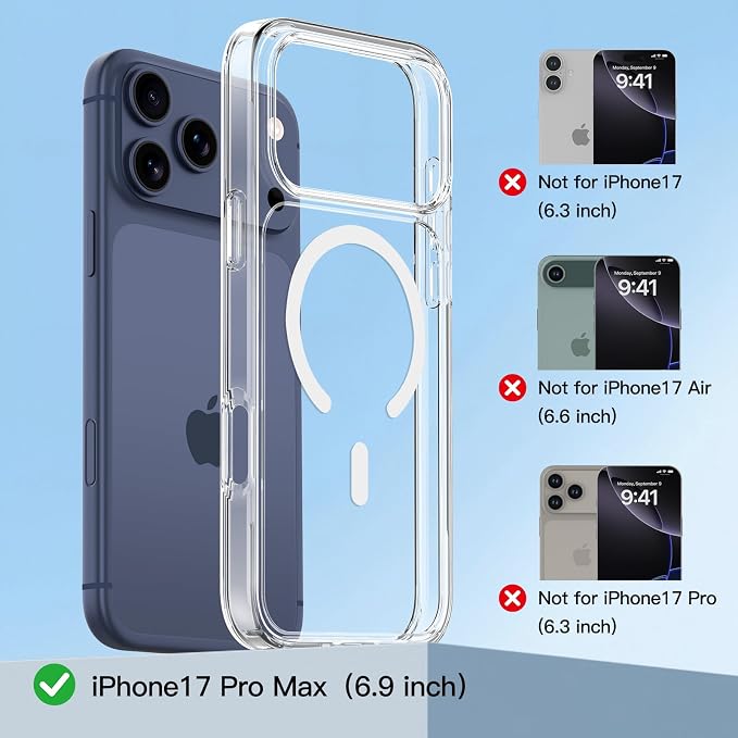 Crystal Clear Magnetic Phone Case with Stand for Apple iPhone 18 Pro Max and iPhone 17 Pro Max