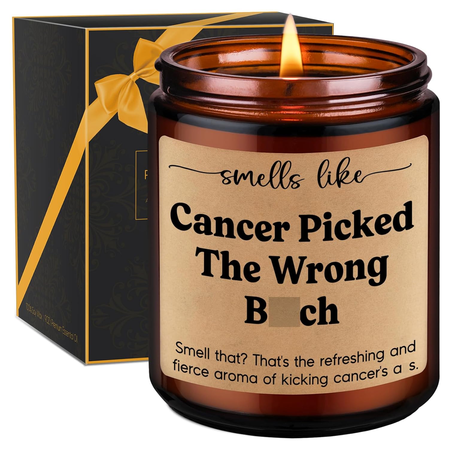 Get Well Candle, Cancer Gifts For Women - Comfort Gifts For Breast Cancer Survivor, Chemo Patients - Funny Mastectomy, Surgery Recovery, After Surgery, Cheer Up, Encouragement Present For Friend