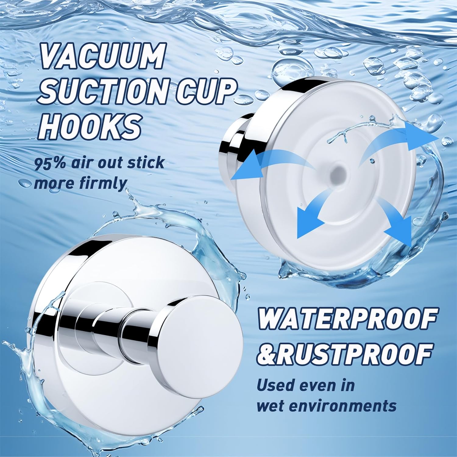 Suction Cup Hooks For Shower,Removable Suction Hooks For Bathroom Shower Wall,Glass Windows,Doors Hanging Towels,Suction Cup Wreath Hanger Holder For Christmas-Chrome(2 Pack)