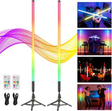 2 Pack 4FT RGB Tube Lights with Stands 5000mAh Battery 500 Modes Remote Dimmable Video Light