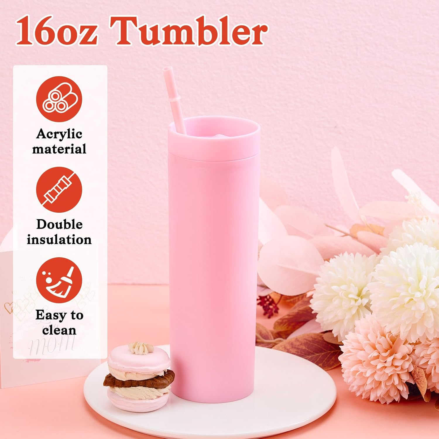 9 Pcs Valentine'S Day Gifts For Mom, Anniversary Birthday Gifts For Mother, Gift For Women Set Includes Tumbler Artificial Flower Bouquet Keychain Necklace Bracelet Tote Bag Sock Card(Pink)