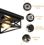 2 Pack Vintage Farmhouse Ceiling Lights 2 Light Flush Mount Industrial Fixtures