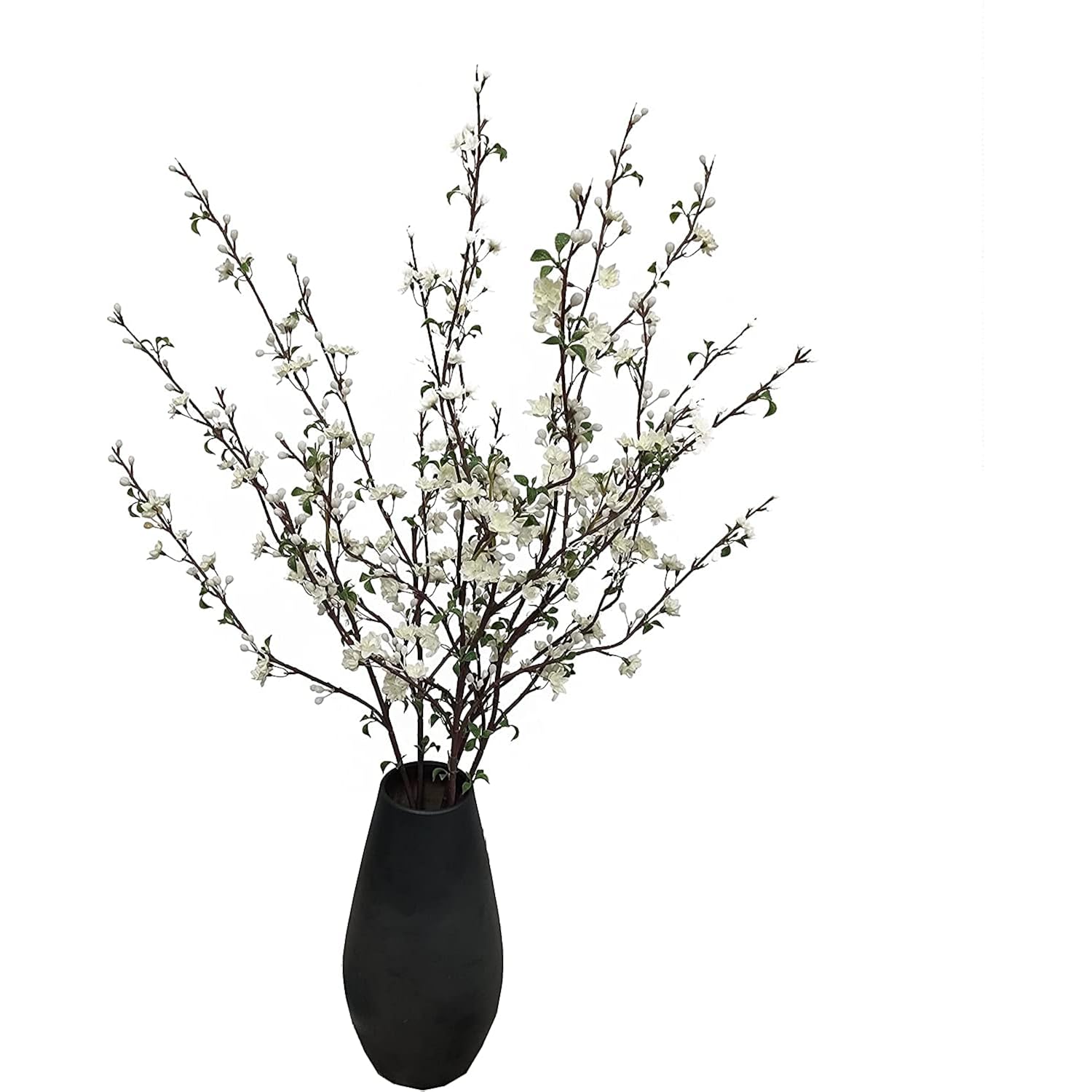 Artificial Plum Blossom Flowers,6 Pcs Faux Branches For Vase,Artificial Cherry Blossom Branches For Table Accessories Party Beach Theme Office Home Decor (White)…