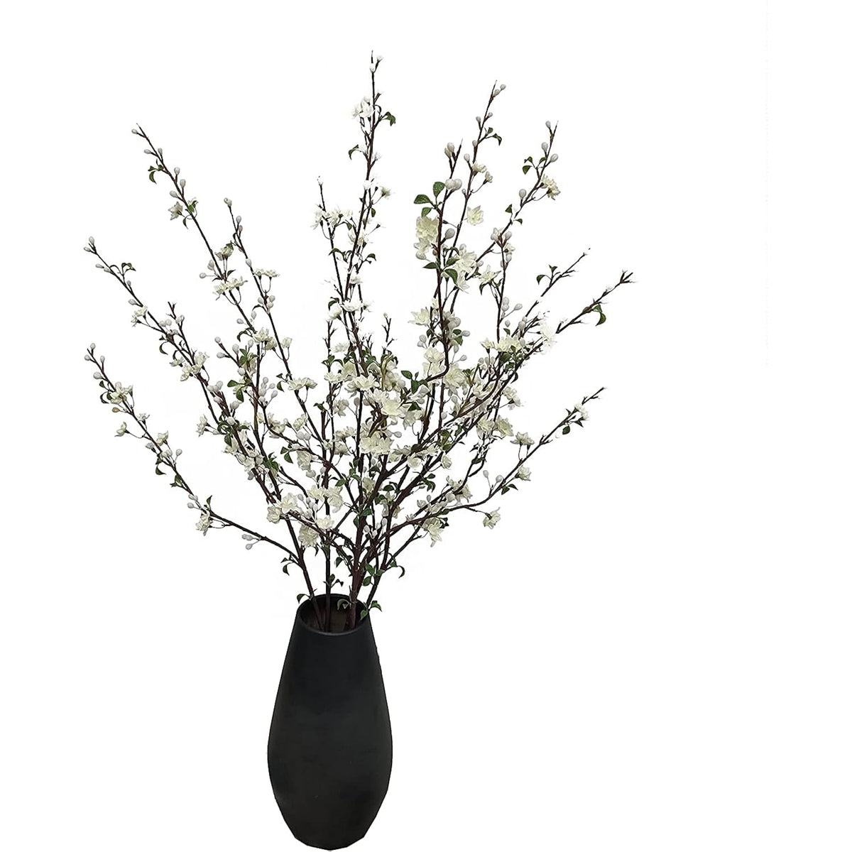 Artificial Plum Blossom Flowers,6 Pcs Faux Branches For Vase,Artificial Cherry Blossom Branches For Table Accessories Party Beach Theme Office Home Decor (White)…