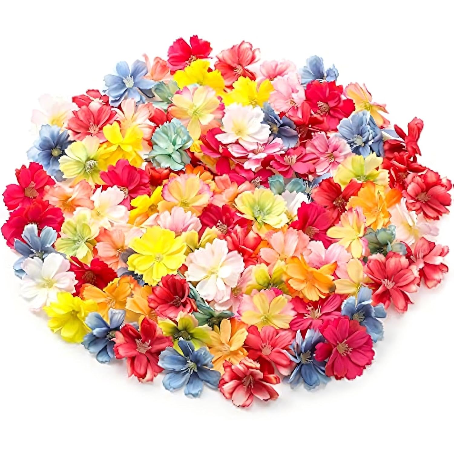 100 Pieces Faux Flower Heads For Crafts Artificial Silk Plum Blossom Heads For Home Room Wedding Party Marriage Car Shoes Hats, 1.8 Inch (Mixed Colors)