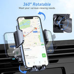 Super Stable Air Vent Phone Mount, 360° Rotation with Metal Hook for All Phones