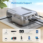 Mini Projector, 1080P, WiFi, Portable, Home/Outdoor, iPhone/Android, USB