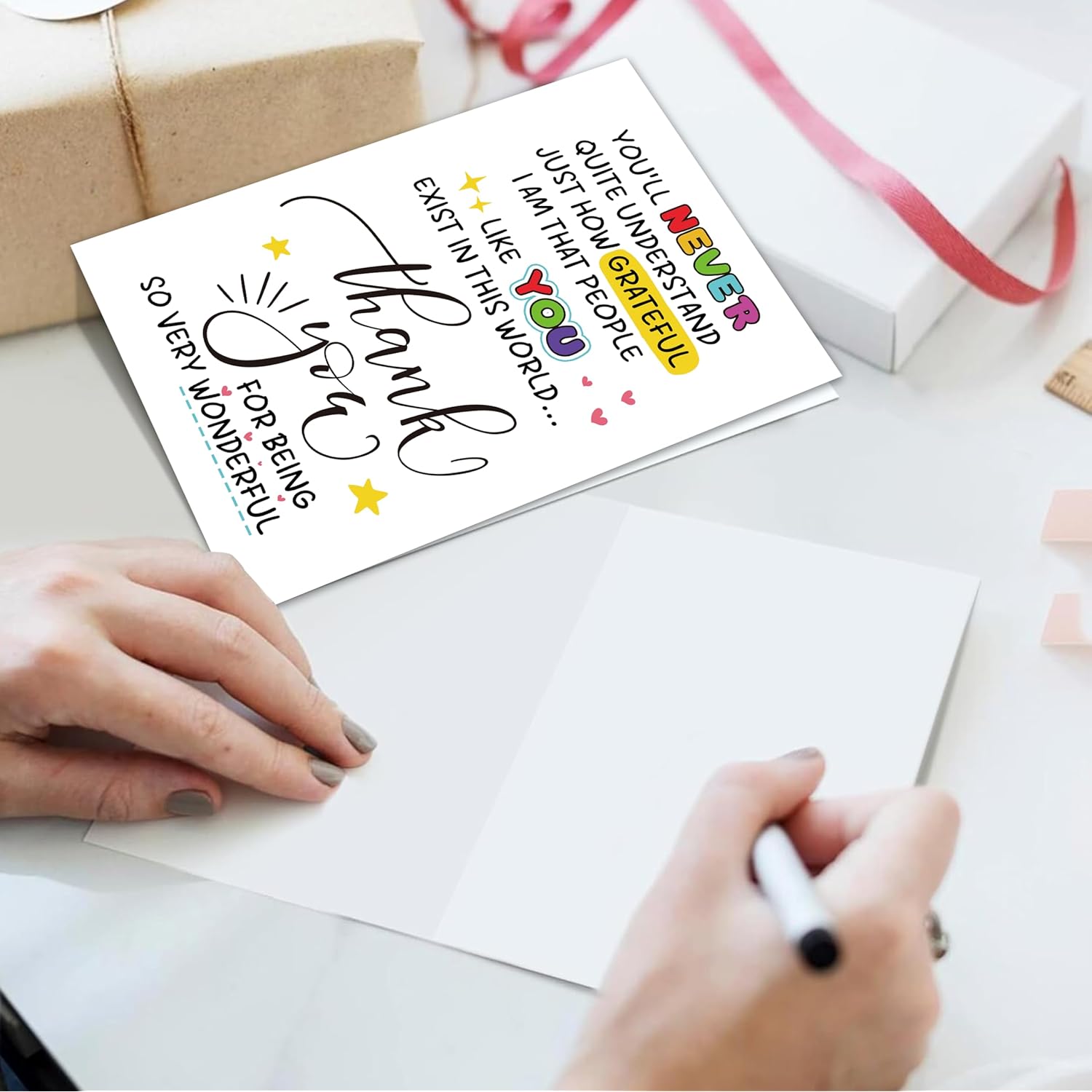 6 Pcs Thank You Cards With Envelope, 8 X 5.3 Inches, Appreciation Card For Men Women, Lovely Thank You Gifts Card For Friend, Coworker, Teacher