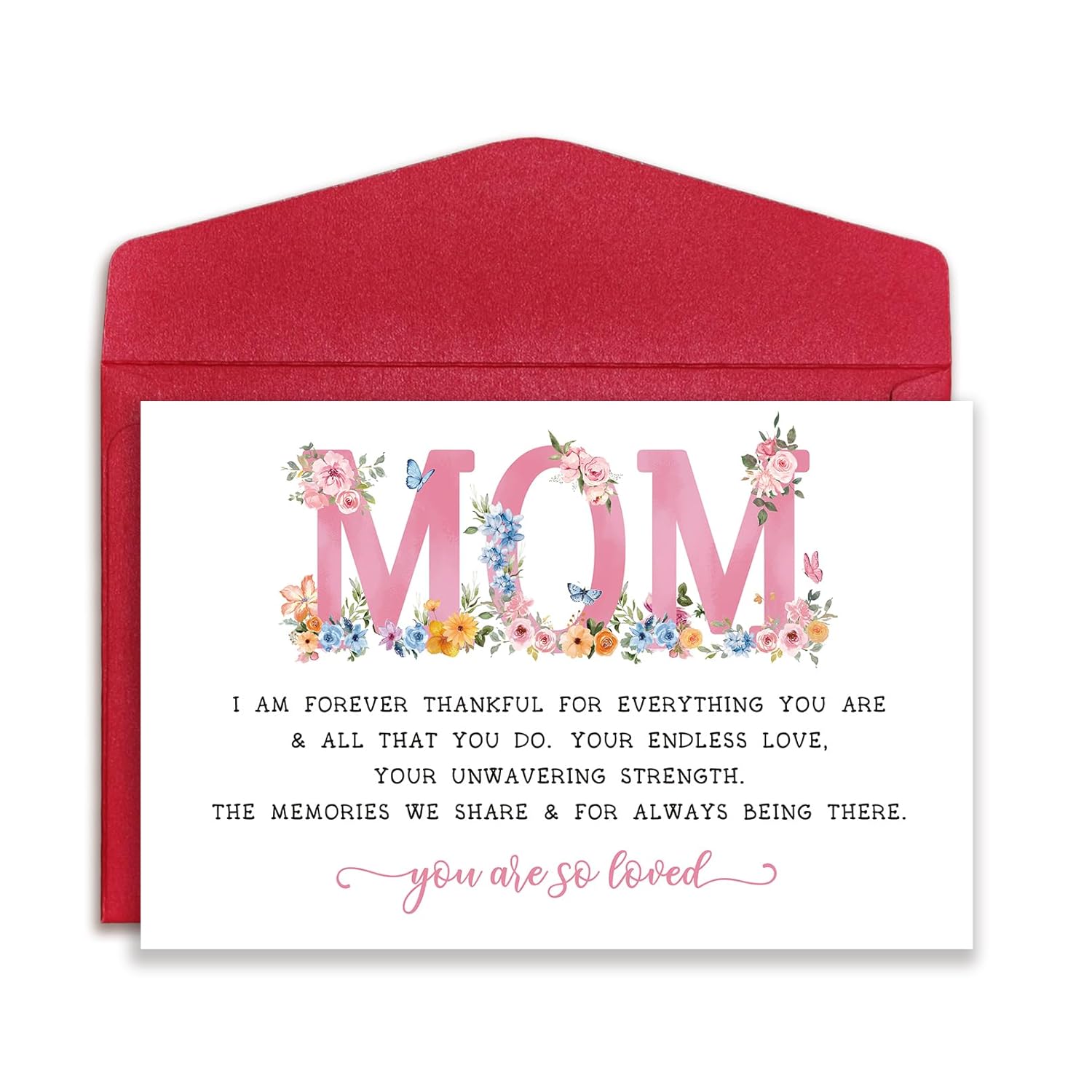 Lovely Mothers Day Card, Mom Birthday Card From Daughter Son Kids, Sweet Bday Mothers Day Gifts For Mom, Thankful For Everything You Are & All That You Do