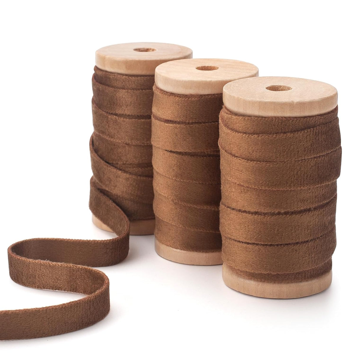 Brown Velvet Ribbon 3/8 Inch, Velvet Christmas Ribbon Double Faced, 15 Yd Vintage Taupe Skinny Velvet Ribbon For Christmas Tree, Gift Wrapping, Wreaths, Floral Bouquets, Hair Ties, Handmade Crafts