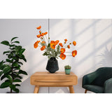 Set Of 6 Poppies Flowers Artificial Silk Flowers With Long Stems Faux Wildflowers Bouquet For Vases Oil Pastel Style For Wedding Party Indoor Home Office Decor (Orange)