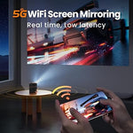 5G WiFi 6 Mini Projector, 1080P DLP, Short Throw, Battery, iOS/Android