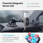 Magnetic Car Phone Mount with Telescopic Arm & Suction Cup, 6 Strong Magnets