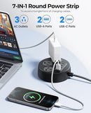 7 in 1 Flat Plug Power Strip with USB C and USB A Ports 5 Foot Cord