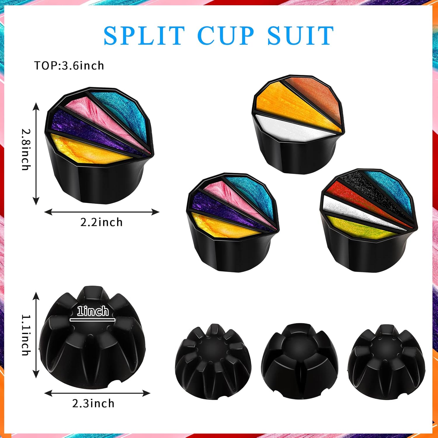 6 Pcs Split Cups For Paint Pouring, Flower Pour Cups, Acrylic Fluid Painting Supplies Kit For Diy And Creating Patterns
