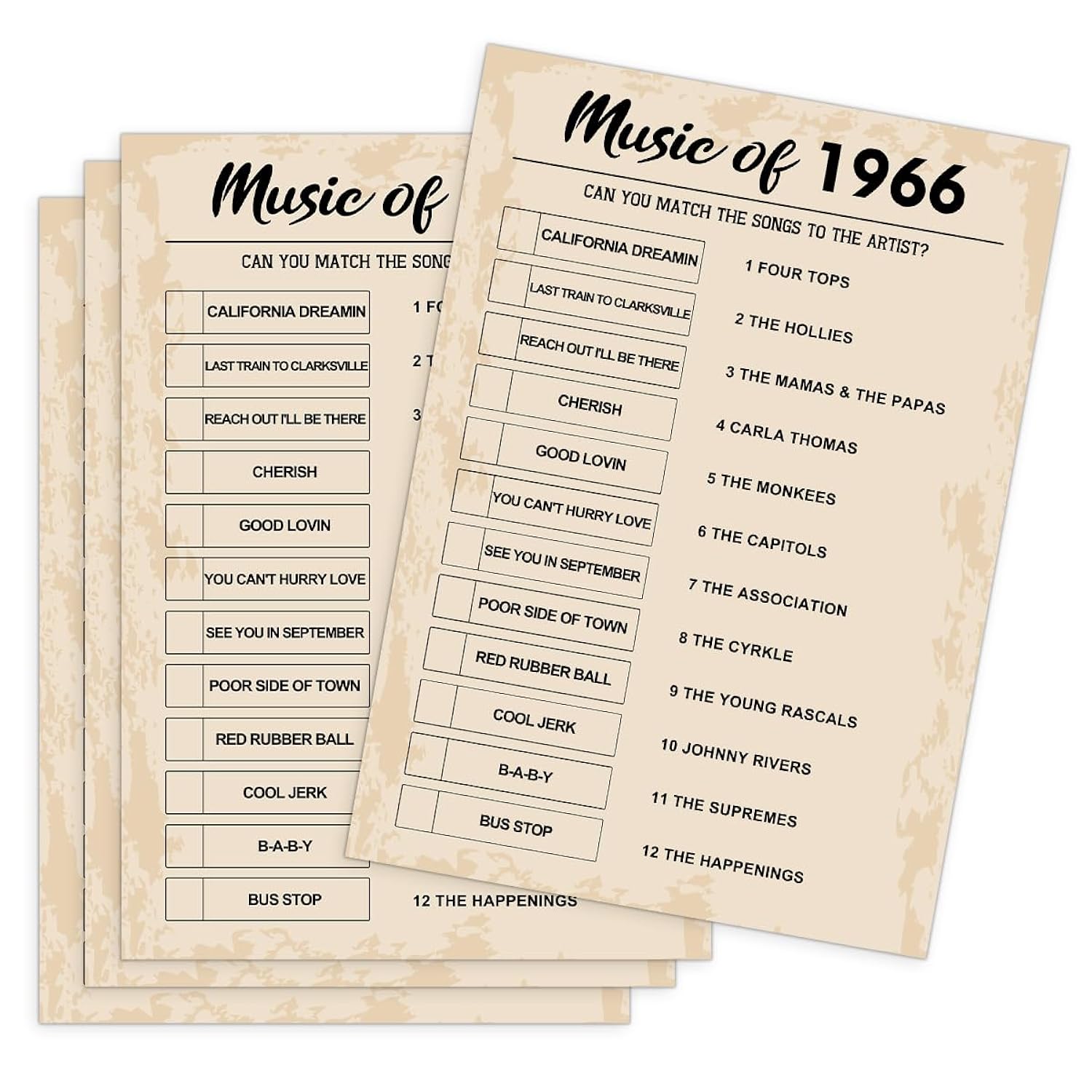 60Th Birthday Party Games, Music Of 1966 Games, Birthday Party Supplies For Adults, Fun 1966S Party Game?Pack Of 30 Cards