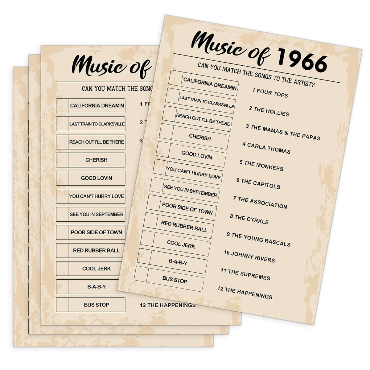 60Th Birthday Party Games, Music Of 1966 Games, Birthday Party Supplies For Adults, Fun 1966S Party Game?Pack Of 30 Cards