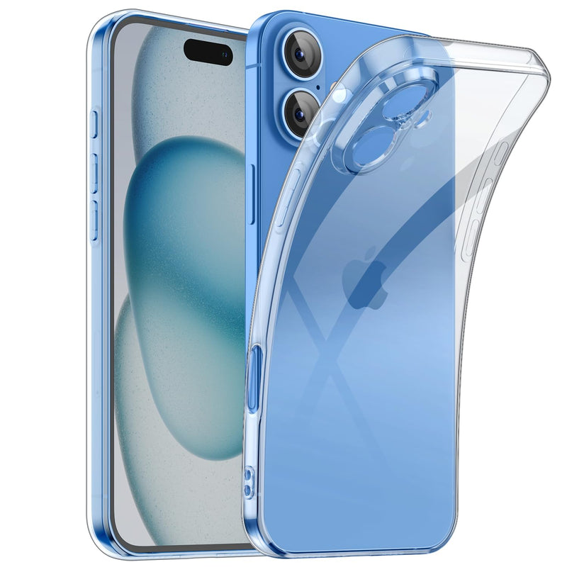 Clear TPU Case for iPhone 16 – Ultra Slim, Shockproof, Anti-Yellowing, Scratch-Resistant, Wireless Charging Compatible