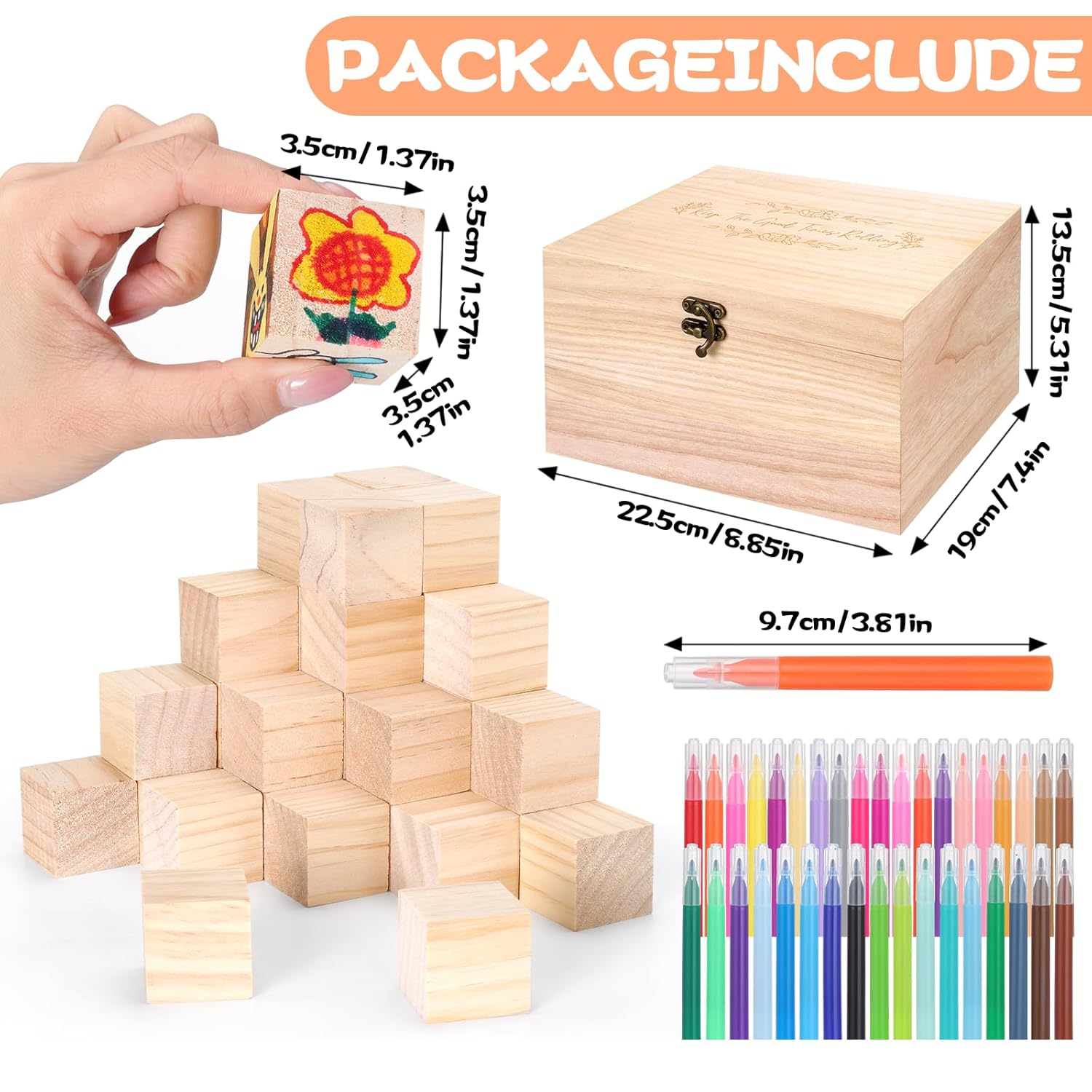 130 Pcs Fun Baby Shower Games Sign Kit, Unique Baby Shower Ideas, 80 Wooden Diy Blank Blocks And 36 Pen, Freehand Painting To Draw Your Idea For Baby Shower Game Gender Reveal Party (Green)