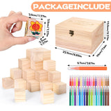 130 Pcs Fun Baby Shower Games Sign Kit, Unique Baby Shower Ideas, 80 Wooden Diy Blank Blocks And 36 Pen, Freehand Painting To Draw Your Idea For Baby Shower Game Gender Reveal Party (Green)