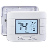 Non Programmable Thermostat For Home 2 Heat 2 Cool Multistage System, With Room Temperature & Humidity Monitor (Lcd White Backlit Screen)