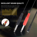 3.5Mm To 1/4 Adapter Cable, 1/4 Mono To 3.5Mm Stereo Splitter Adapter Cable, 1/8 Trs Female To Dual 6.35Mm Ts Male Stereo To Mono Y Splitter Cable, 20Cm/8Inch