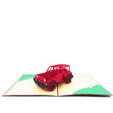 Red Jeep Pop Up Birthday Card, Thank You Card, Love Card, Graduation Card, Anniversary Card, Just Because, Romantic Cards For Man, Woman, Lady, Girl, Boy Jeep Pop Up Card (Red)