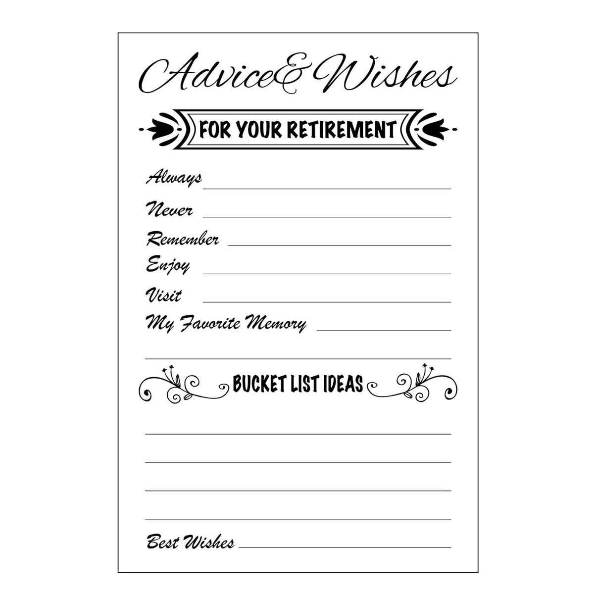 Advice And Wishes Card For Retirement Party Happy Retiree Celebration Gift Sharing Well Wishes And Memories Happy Retirement Wishes Card Pack Of 50 (White)