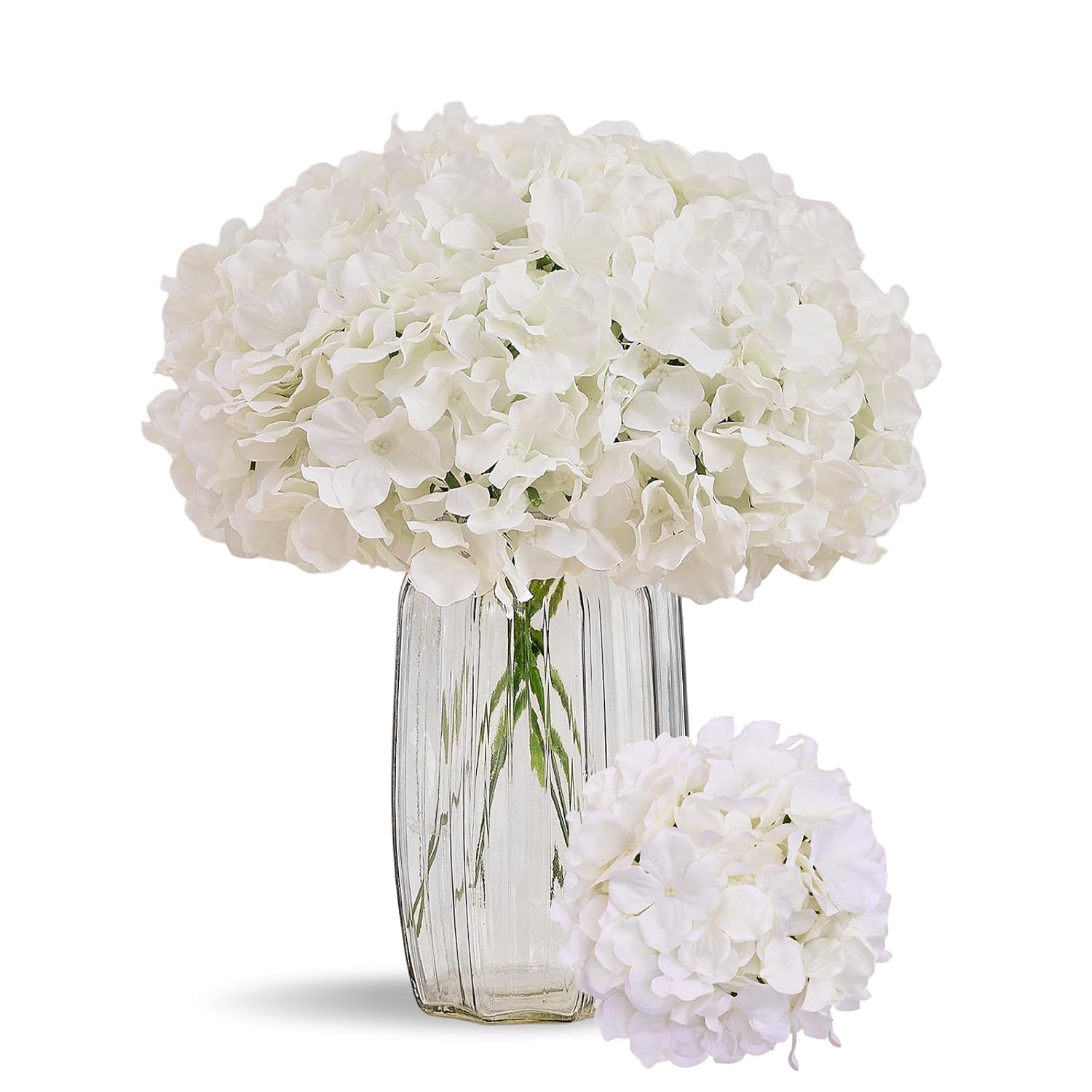 100 Pcs Ivory Hydrangea Artificial Flowers, Faux Hydrangea Flowers Silk Full Flowers Heads With Stems For Wedding Centerpieces, Home, Garden, Baby Shower, Party Decoration