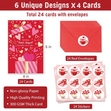 Valentines Day Cards Assortment, 24 Valentine’S Day Cards With Envelopes And Stickers, 8 Elegant Designs With Message Printed Inside