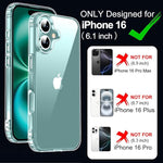 iPhone 16 Clear Case, Anti-Yellowing, Non-Slip, Shockproof, Slim, Cute 6.1"