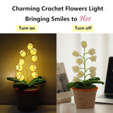 Lily Of The Valley Lamp, Crochet Artificial Flowers With Night Lights, Cordless Table Lamp - Women Gift Ideas For Christmas Valentine Mother'S Day, Desk Home Decorations