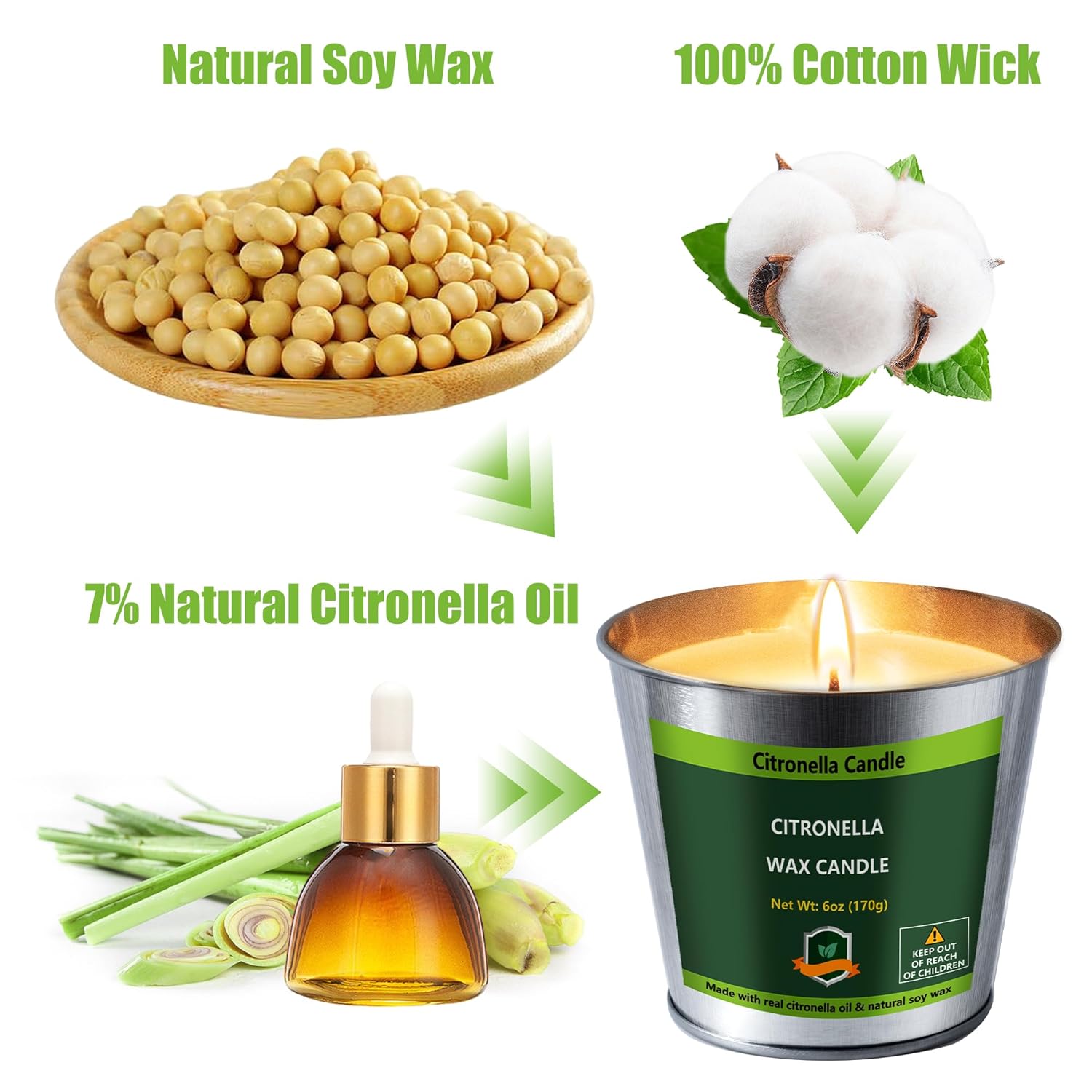 Citronella Candles Outdoor Indoor 6 Oz 4 Pack 128 Hours Citronella Candle Set For Outside Party Patio Bbq Deck Garden Yard Camping