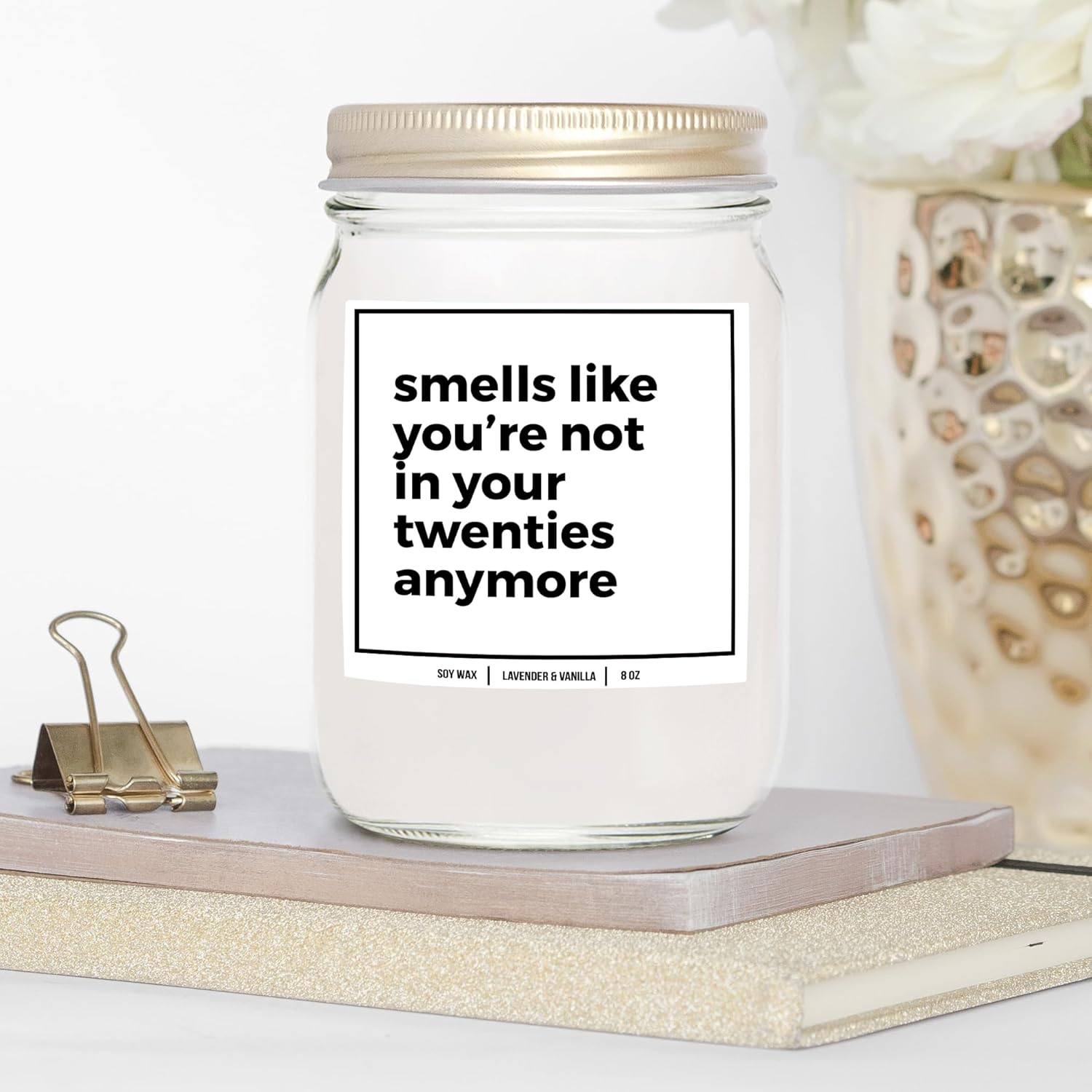 You Nique Designs 30Th Birthday Candle Gifts For Women Men, 8 Oz, 30Th B-Day Candles For Her Him, Happy Birthday For Turning 30, Dirty Thirty 30 Year Old Bday Gifts (Lavender & Vanilla)