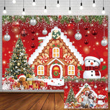 10X7Ft Christmas Gingerbread House Backdrop For Photography Winter Merry Xmas Tree Snowman Santa Party Decorations Supplies Baby Shower Birthday Banner Photography Background Photo Booth Props