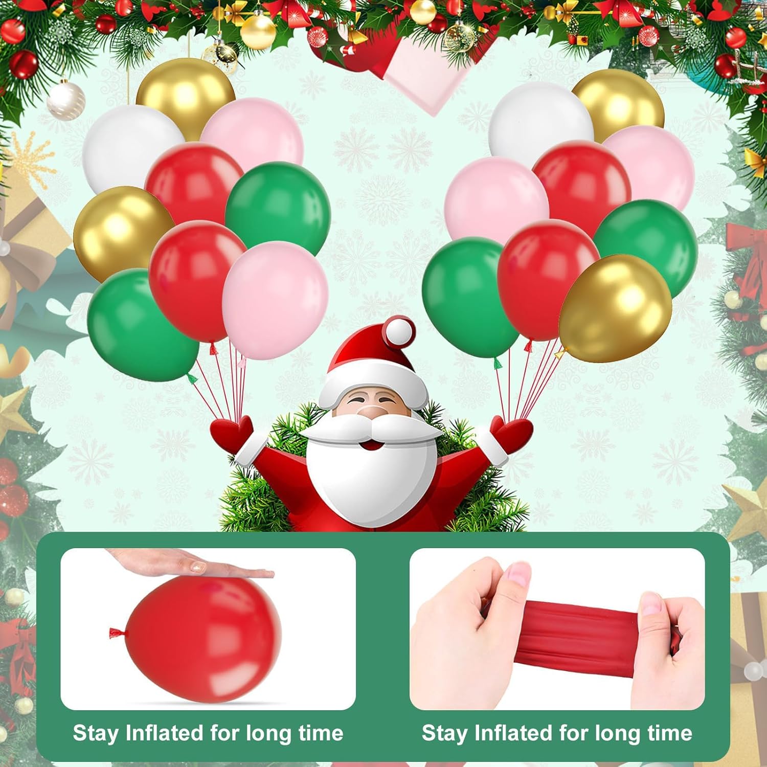 Christmas Balloons Arch, Pink Green Red Christmas Balloons, 5 10 18 Inch Green Pink Gold Christmas Balloon Garland Kit With Cane Gingerbread Man Christmas Socks Foil Balloons For Christmas Party