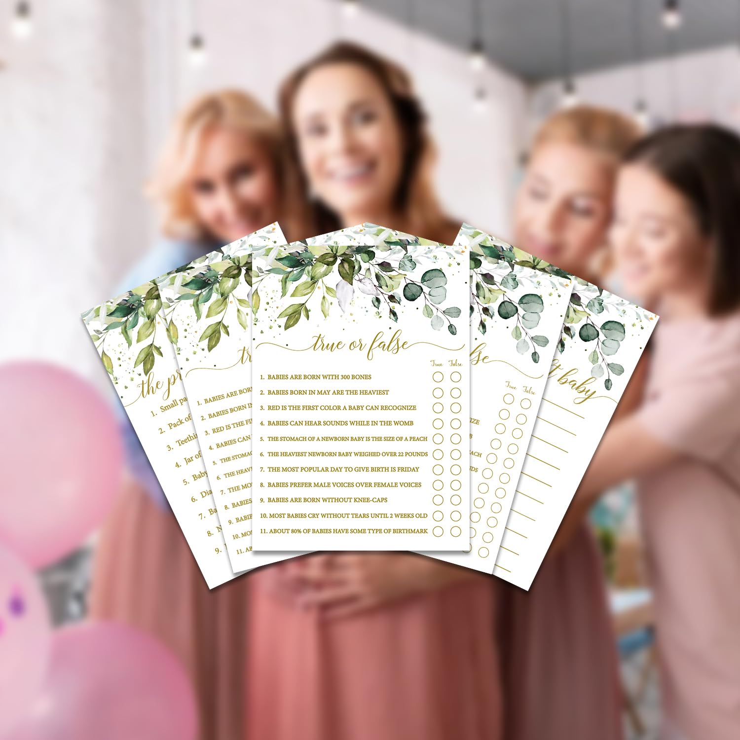 Baby Shower Games Gender Neutral, 50 Price Is Right, 50 True Or False Trivia, Greenery Sage Eucalyptus, 2 Games Double Sided Gender Reveal Games For Guests, Baby Shower Party Supplies