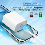 4 Pack USB C Fast Charger with 6FT Cable for iPhone 17 16 15 Pro Max iPad Samsung