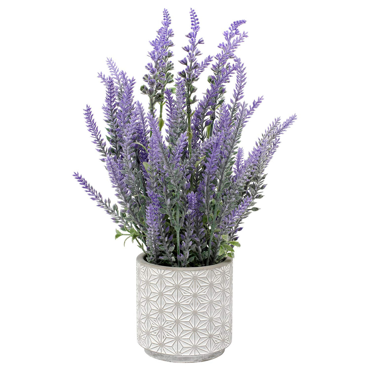 Lavender Flowers Artificial Decor In Cement Pot - Faux Plants For Rustic Home, Bathroom, Table Centerpieces, Wedding Decor - Purple Potted Lavender Flower