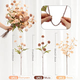 15 Pcs Faux Kiku Flower Artificial Flowers Pompon Mum Silk Small Chrysanthemum Faux Ball Flower Stem Decor Centerpieces For Spring Wedding Filler Diy Bouquet(Beige, Light Brown)
