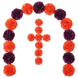 24 Pcs Day Of The Dead Decorations Dia De Los Muertos Altar Decor Artificial Marigold Flower Mexican Party Ofrenda Decorations For Diwali Halloween Decor (Purple Orange)