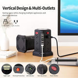 Tower Surge Protector Power Strip 12 Outlets 5 USB Ports Night Light 10FT Extension Cord Black