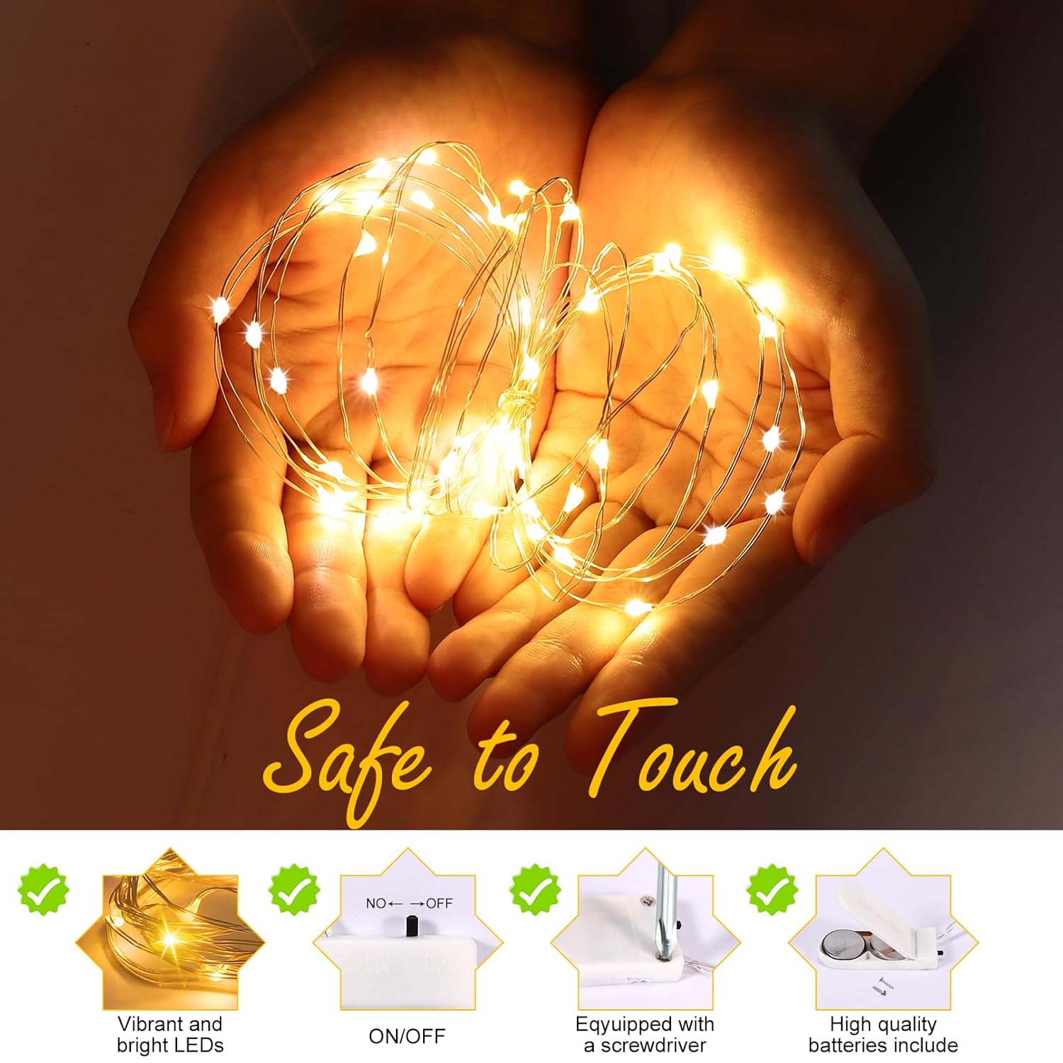 24Pack Fairy Lights,Battery Operated String Light,6.6Ft 20 Led Mason Jar Lights,Waterproof Silver Wire Firefly Light,Min