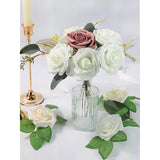 Artificial Flower 25Pcs Real Looking Ivory White Fake Foam Roses With Stems For Diy Wedding Bouquets Gifts Bridal Shower Faux Floral Centerpieces Arrangements Home Party Tables Decorations