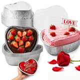 6Pcs Valentine‘S Day Cake Pan With Lids Heart Shaped Pans 27Oz Large Baking Cups Dessert Box Food Containers Aluminum Foil Cake Pans Packing Takeaway Boxes For Valentines Day Wedding Party