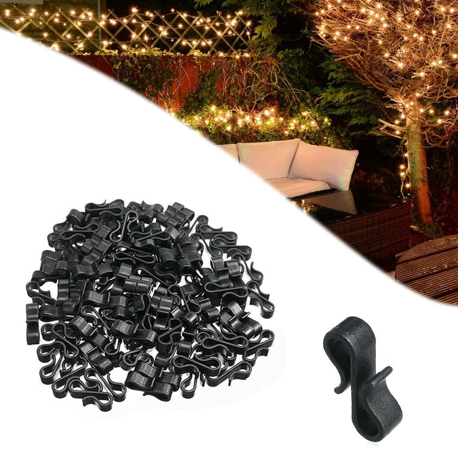 100 Pcs Christmas Light Clips - Gutter Clips For Hanging Outdoor Lights, Weatherproof String Light Hangers, Mini Hooks For Outside String Lights & Holiday Decoration