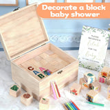 130 Pcs Fun Baby Shower Games Sign Kit, Unique Baby Shower Ideas, 80 Wooden Diy Blank Blocks And 36 Pen, Freehand Painting To Draw Your Idea For Baby Shower Game Gender Reveal Party (Green)