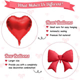 Red Heart Balloons, Foil Bow Balloons, 10Pcs 18 Inch Heart Shaped Balloon And 38 Inch Helium Red Bow Foil Balloon For Birthday Valentines Engagement Baby Shower Bridal Wedding Anniversary Decor