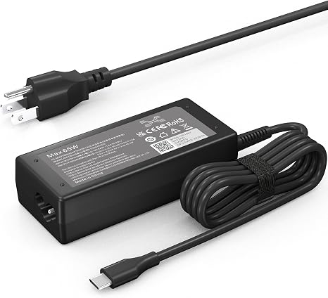 65W USB C Laptop Charger for HP Lenovo Dell Acer Chromebook Type C Power Adapter