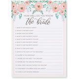 Bridal Shower Games Set - 5X7-Inch Floral Cardstock, 5 Games, 250 Cards For Bridal Shower Party Favors, Wedding Advice Cards & Engagement Party Entertainment